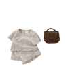 New Summer collection 2026: Girls' Korean-style children's wear, Thin lace short-sleeved, cute princess children's home wear set Item Picture